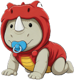 Han Han in dinosaur costume