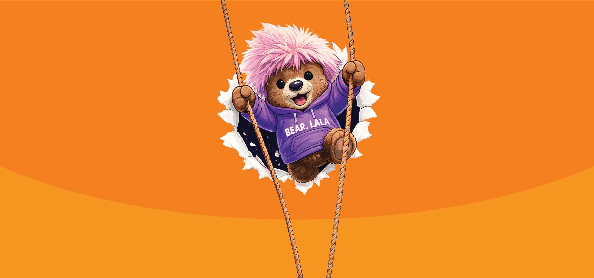 Bear Lala swinging through the wall